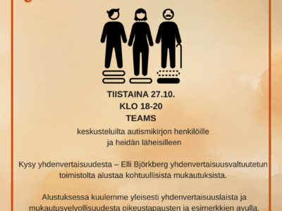 Mainos Kysy yhdenvertaisuudesta-keskustelutilaisuudesta